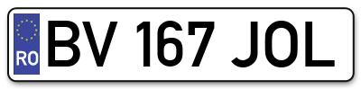 Placuta inmatriculare numar auto  BV-167-JOL, BV 167 JOL, BV167JOL