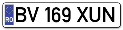 Placuta inmatriculare numar auto  BV-169-XUN, BV 169 XUN, BV169XUN