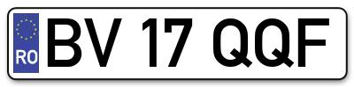 Placuta inmatriculare numar auto  BV-17-QQF, BV 17 QQF, BV17QQF
