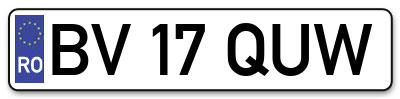 Placuta inmatriculare numar auto  BV-17-QUW, BV 17 QUW, BV17QUW