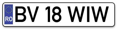 Placuta inmatriculare numar auto  BV-18-WIW, BV 18 WIW, BV18WIW