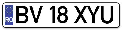 Placuta inmatriculare numar auto  BV-18-XYU, BV 18 XYU, BV18XYU