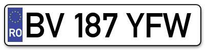 Placuta inmatriculare numar auto  BV-187-YFW, BV 187 YFW, BV187YFW