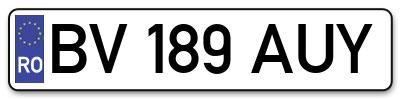 Placuta inmatriculare numar auto  BV-189-AUY, BV 189 AUY, BV189AUY