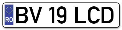 Placuta inmatriculare numar auto  BV-19-LCD, BV 19 LCD, BV19LCD