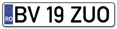 Placuta inmatriculare numar auto  BV-19-ZUO, BV 19 ZUO, BV19ZUO