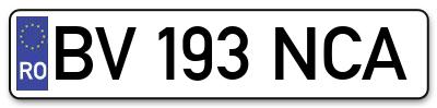 Placuta inmatriculare numar auto  BV-193-NCA, BV 193 NCA, BV193NCA