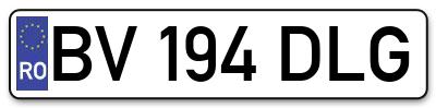 Placuta inmatriculare numar auto  BV-194-DLG, BV 194 DLG, BV194DLG