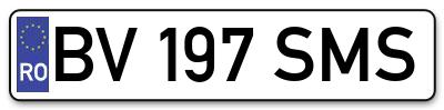 Placuta inmatriculare numar auto  BV-197-SMS, BV 197 SMS, BV197SMS
