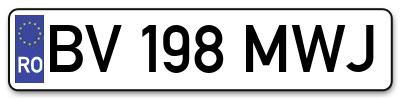 Placuta inmatriculare numar auto  BV-198-MWJ, BV 198 MWJ, BV198MWJ