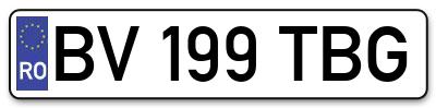Placuta inmatriculare numar auto  BV-199-TBG, BV 199 TBG, BV199TBG