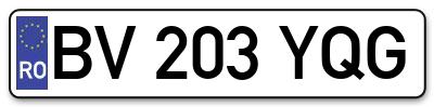 Placuta inmatriculare numar auto  BV-203-YQG, BV 203 YQG, BV203YQG