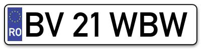 Placuta inmatriculare numar auto  BV-21-WBW, BV 21 WBW, BV21WBW
