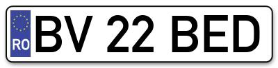 Placuta inmatriculare numar auto  BV-22-BED, BV 22 BED, BV22BED