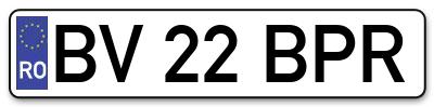 Placuta inmatriculare numar auto  BV-22-BPR, BV 22 BPR, BV22BPR