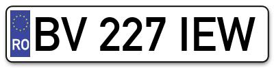 Placuta inmatriculare numar auto  BV-227-IEW, BV 227 IEW, BV227IEW