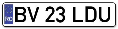 Placuta inmatriculare numar auto  BV-23-LDU, BV 23 LDU, BV23LDU