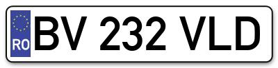 Placuta inmatriculare numar auto  BV-232-VLD, BV 232 VLD, BV232VLD