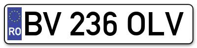 Placuta inmatriculare numar auto  BV-236-OLV, BV 236 OLV, BV236OLV
