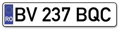 Placuta inmatriculare numar auto  BV-237-BQC, BV 237 BQC, BV237BQC