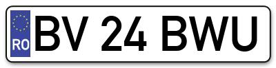 Placuta inmatriculare numar auto  BV-24-BWU, BV 24 BWU, BV24BWU