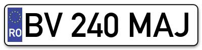 Placuta inmatriculare numar auto  BV-240-MAJ, BV 240 MAJ, BV240MAJ