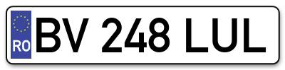 Placuta inmatriculare numar auto  BV-248-LUL, BV 248 LUL, BV248LUL