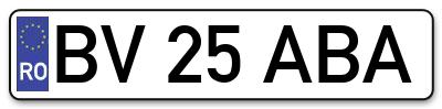 Placuta inmatriculare numar auto  BV-25-ABA, BV 25 ABA, BV25ABA