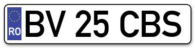 Placuta inmatriculare numar auto  BV-25-CBS, BV 25 CBS, BV25CBS