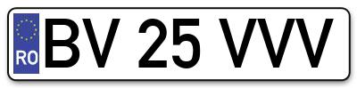 Placuta inmatriculare numar auto  BV-25-VVV, BV 25 VVV, BV25VVV