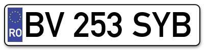 Placuta inmatriculare numar auto  BV-253-SYB, BV 253 SYB, BV253SYB