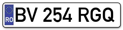 Placuta inmatriculare numar auto  BV-254-RGQ, BV 254 RGQ, BV254RGQ