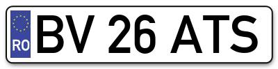 Placuta inmatriculare numar auto  BV-26-ATS, BV 26 ATS, BV26ATS