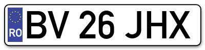 Placuta inmatriculare numar auto  BV-26-JHX, BV 26 JHX, BV26JHX