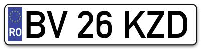 Placuta inmatriculare numar auto  BV-26-KZD, BV 26 KZD, BV26KZD