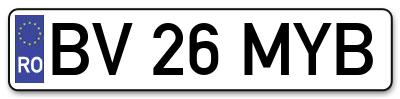 Placuta inmatriculare numar auto  BV-26-MYB, BV 26 MYB, BV26MYB