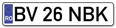 Placuta inmatriculare numar auto  BV-26-NBK, BV 26 NBK, BV26NBK