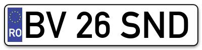 Placuta inmatriculare numar auto  BV-26-SND, BV 26 SND, BV26SND