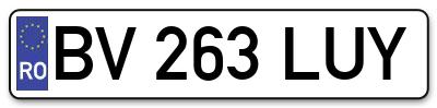 Placuta inmatriculare numar auto  BV-263-LUY, BV 263 LUY, BV263LUY