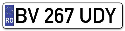 Placuta inmatriculare numar auto  BV-267-UDY, BV 267 UDY, BV267UDY