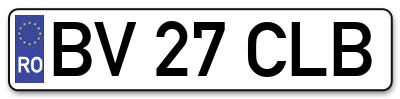 Placuta inmatriculare numar auto  BV-27-CLB, BV 27 CLB, BV27CLB