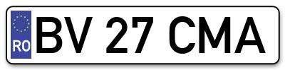 Placuta inmatriculare numar auto  BV-27-CMA, BV 27 CMA, BV27CMA