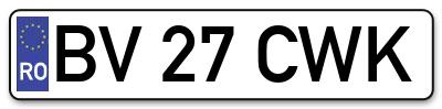 Placuta inmatriculare numar auto  BV-27-CWK, BV 27 CWK, BV27CWK
