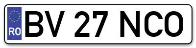 Placuta inmatriculare numar auto  BV-27-NCO, BV 27 NCO, BV27NCO