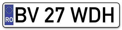 Placuta inmatriculare numar auto  BV-27-WDH, BV 27 WDH, BV27WDH