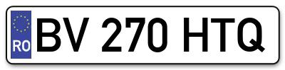 Placuta inmatriculare numar auto  BV-270-HTQ, BV 270 HTQ, BV270HTQ