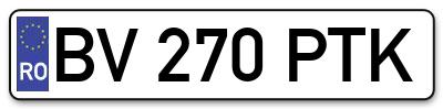 Placuta inmatriculare numar auto  BV-270-PTK, BV 270 PTK, BV270PTK