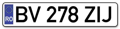 Placuta inmatriculare numar auto  BV-278-ZIJ, BV 278 ZIJ, BV278ZIJ