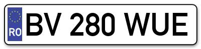 Placuta inmatriculare numar auto  BV-280-WUE, BV 280 WUE, BV280WUE