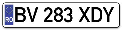 Placuta inmatriculare numar auto  BV-283-XDY, BV 283 XDY, BV283XDY